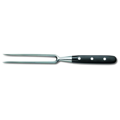 Victorinox 15 cm forged chef's fork with sharp prongs, ergonomic handle, and gift box for precise carving and plating meats.