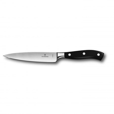 Victorinox 15 cm forged chef's knife with wide blade, ergonomic rosewood handle, elegantly gift boxed for culinary enthusiasts.