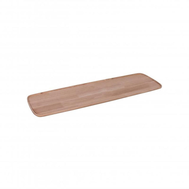 Peer Sorensen rectangular serving board made of sustainable rubberwood, featuring an antibacterial surface and a secure rim for serving.