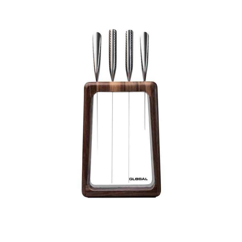 Global Hashira 5 Piece Knife Block | Walnut