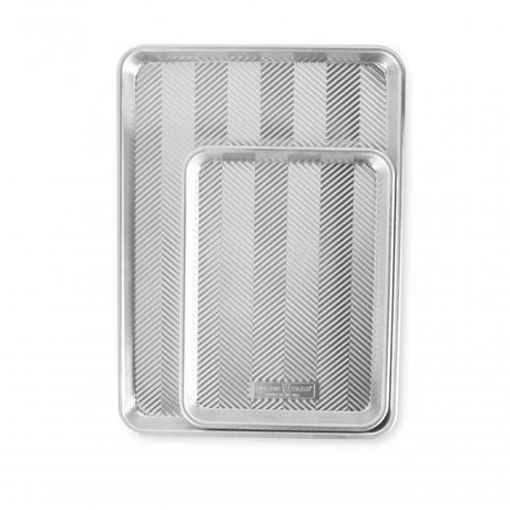 Nordic Ware Prism Baker's Bundle featuring durable aluminum sheets with stylish grid design for perfect baking results.