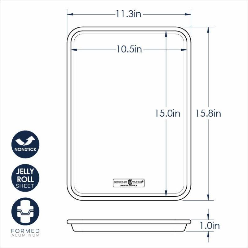 Nordic Ware Naturals Nonstick Jelly Roll Baking Sheet, 15"x10.5", perfect for roasting, baking, and effortless food release.