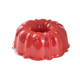 Red Nordic Ware 12 Cup Bundt Pan, perfect for baking stunning cakes with even heat distribution and easy release feature.