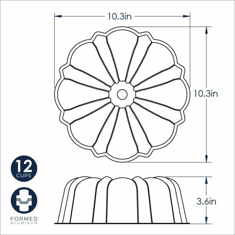 Nordic Ware 12 Cup Formed Bundt® Pan in vibrant red, made of durable aluminum for even baking and easy cake release.