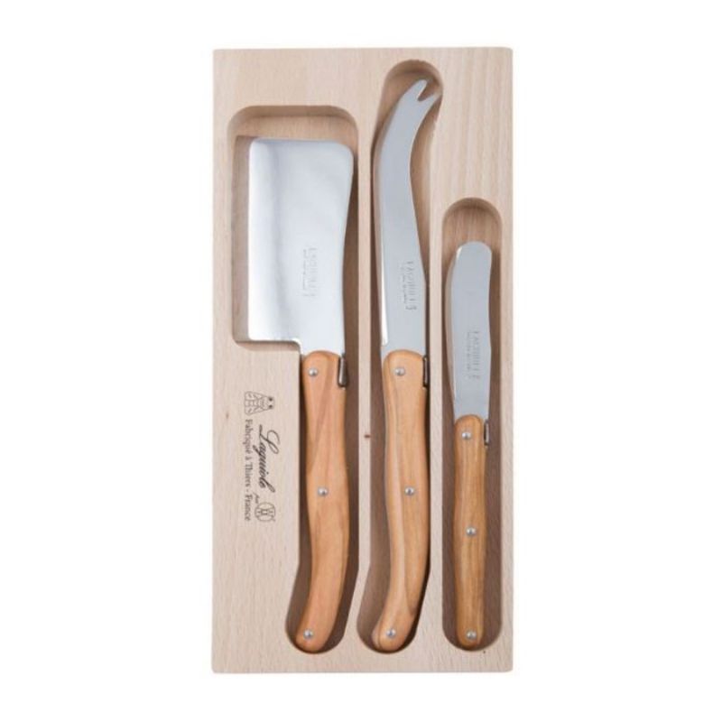 VERDIER CHEESE OLIVE WOOD 3PC W/SPREADER