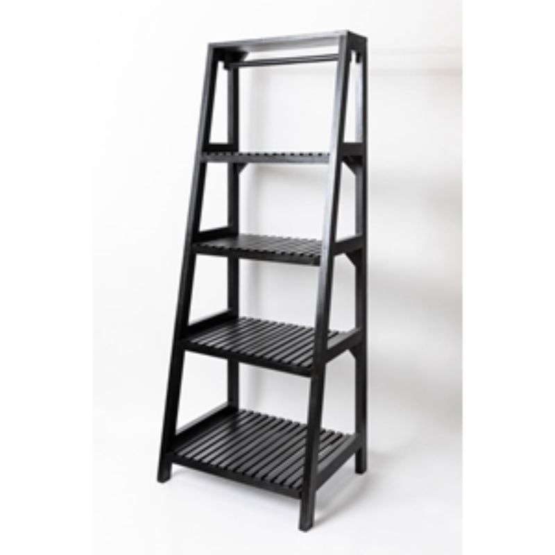 Elegant black shelving unit, 155cm tall, perfect for organizing and displaying items in any room of your home.