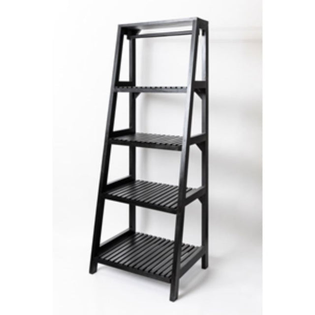 Elegant black shelving unit, 155cm tall, perfect for organizing and displaying items in any room of your home.