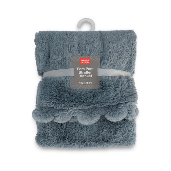 Weegoamigo Plush Pom Pom Blanket - Midnight - Weegoamigo