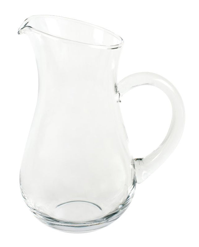 Elegant 1L glass water jug with ergonomic handle, showcasing infused beverages and perfect for any gathering.