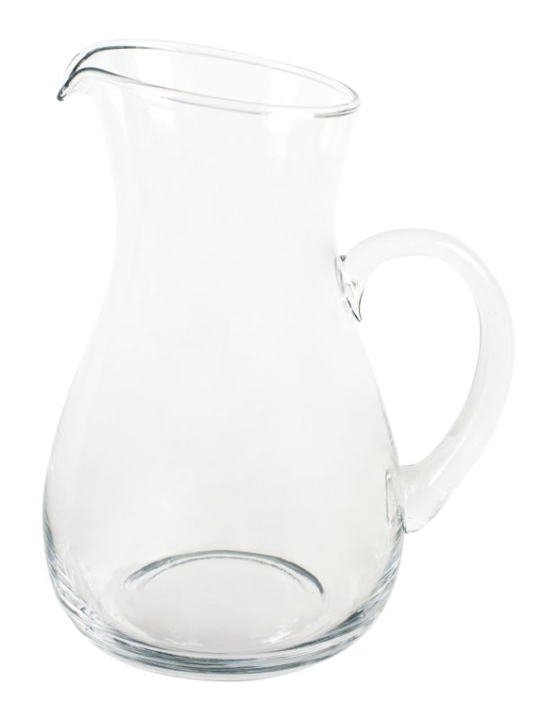 Elegant 2.25L clear glass water jug with ergonomic handle, perfect for serving and showcasing beverages.