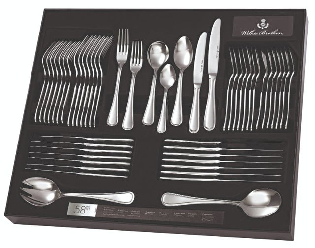 Elegant Linea 58 Piece Cutlery Set in mirror-finished stainless steel, perfect for stylish dining and special occasions.