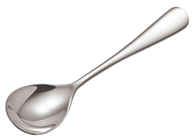 Elegant Wilkie Edinburgh Fruit Spoon in 18/10 stainless steel with polished finish, perfect for serving fresh fruits.