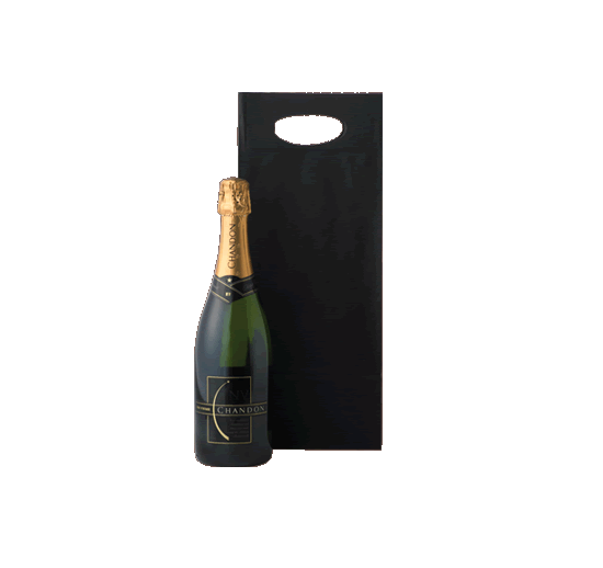 Elegant black wine paper bag for two bottles, featuring a sturdy die-cut handle, sold in a pack of 10.
