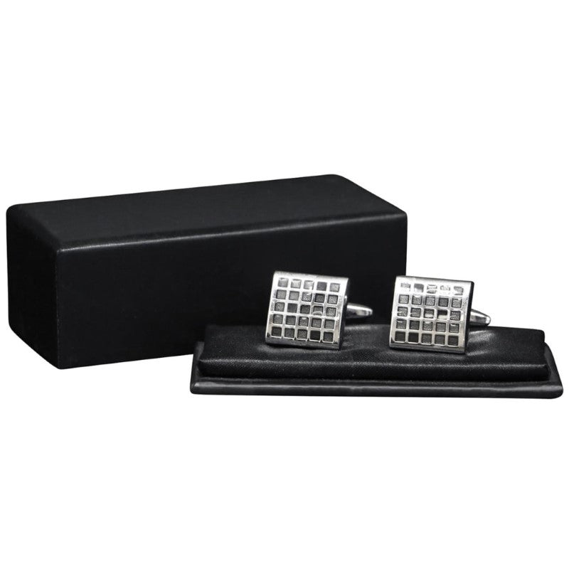 GDESIGN 095 SQUARES ON SILVER CUFFLINKS