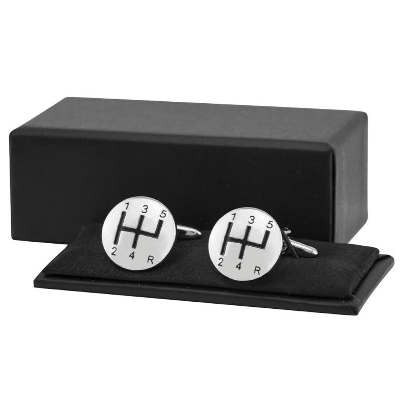 GDESIGN 19R SILVER GEAR SHIFT CUFFLINKS
