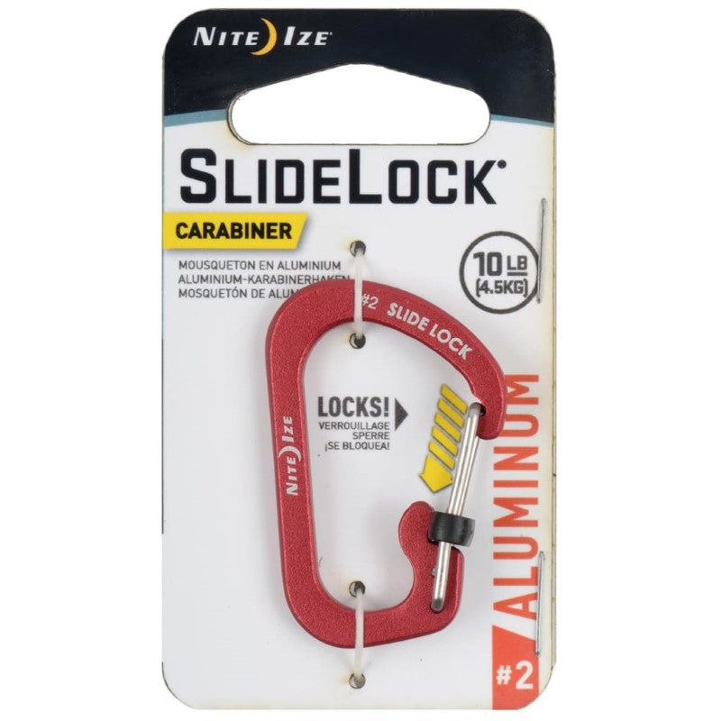 NITE IZE SLIDELOCK CARABINER ALUMINUM #2 - RED