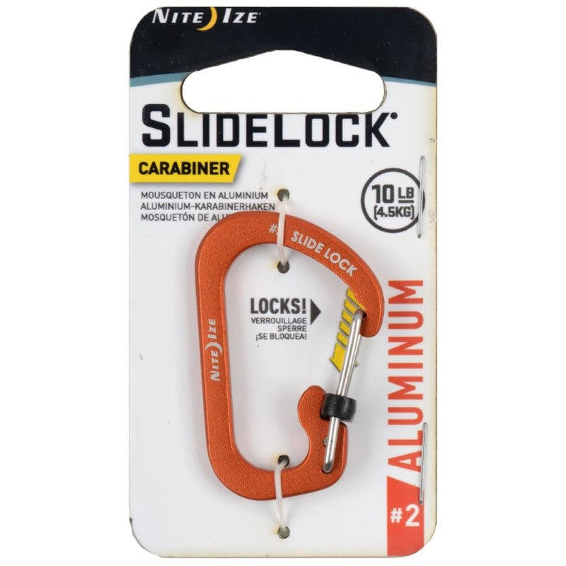 NITE IZE SLIDELOCK CARABINER ALUMINUM #2 - ORANGE