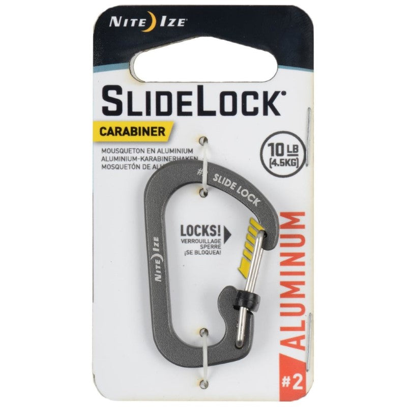 NITE IZE SLIDELOCK CARABINER ALUMINUM #2 CHARCOAL