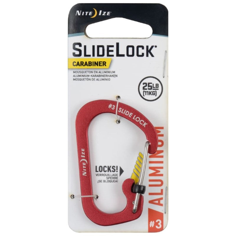 NITE IZE SLIDELOCK CARABINER ALUMINUM #3 - RED