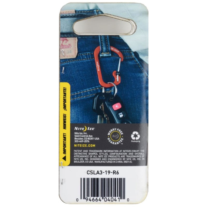 NITE IZE SLIDELOCK CARABINER ALUMINUM #3 - ORANGE