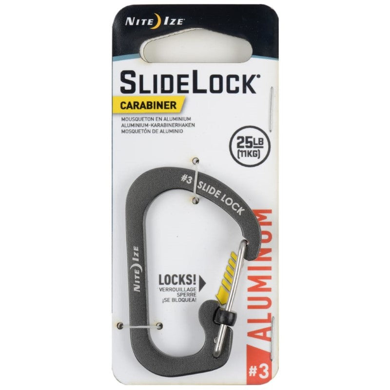 NITE IZE SLIDELOCK CARABINER ALUMINUM #3 CHARCOAL