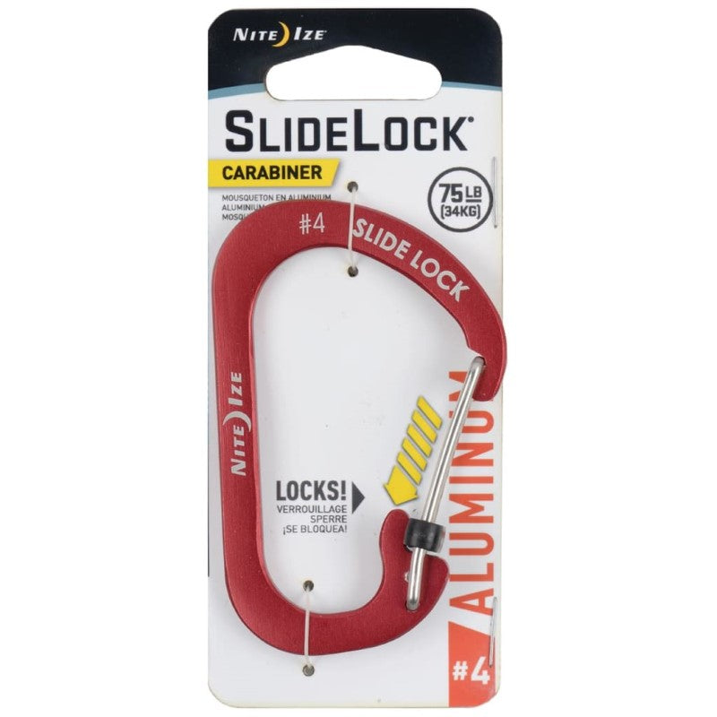NITE IZE SLIDELOCK CARABINER ALUMINUM #4 - RED