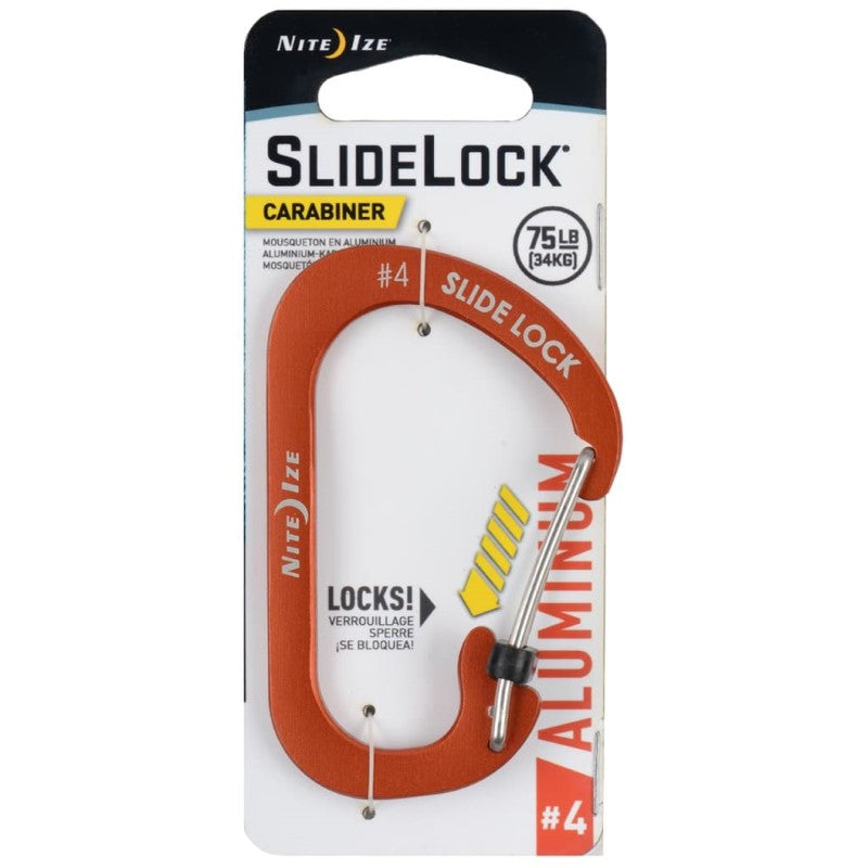 NITE IZE SLIDELOCK CARABINER ALUMINUM #4 - ORANGE