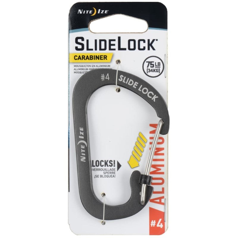 NITE IZE SLIDELOCK CARABINER ALUMINUM #4 CHARCOAL