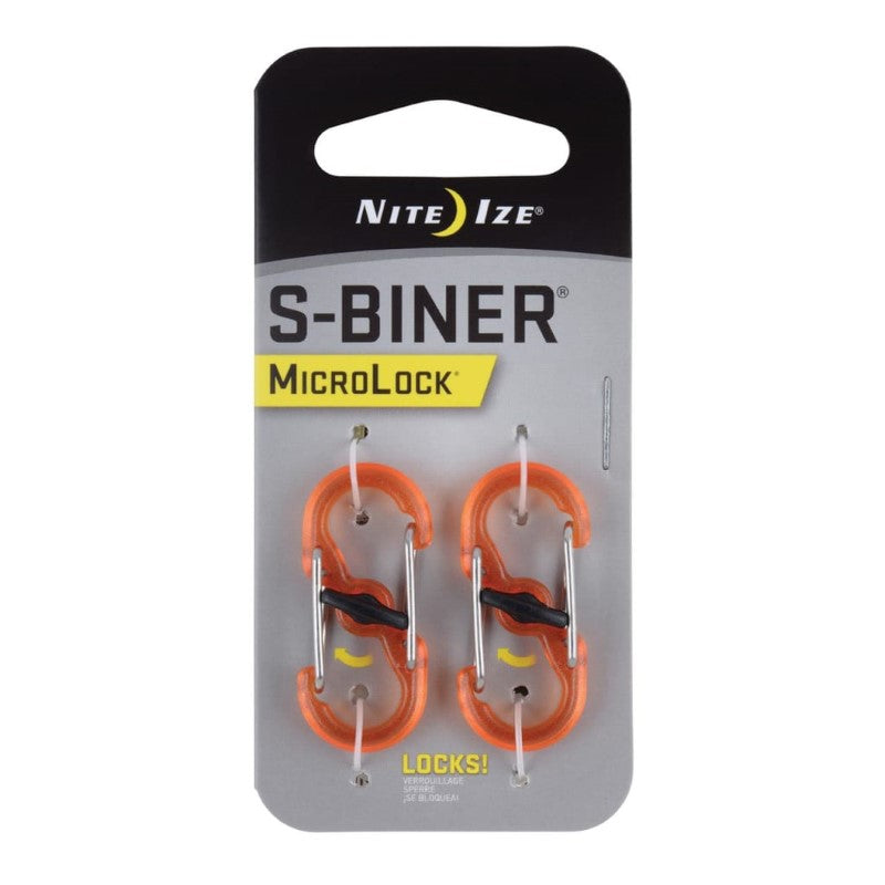 NITE IZE S-BINER MICROLOCK POLYCARBONATE 2PK ORNG