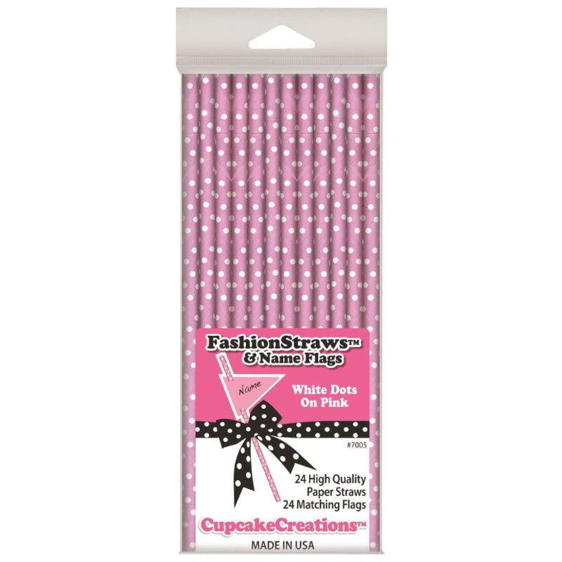 CUP CAKE CREATION 7005 19CM STRAW WHT DOTS PNK C/CAKE 24PC