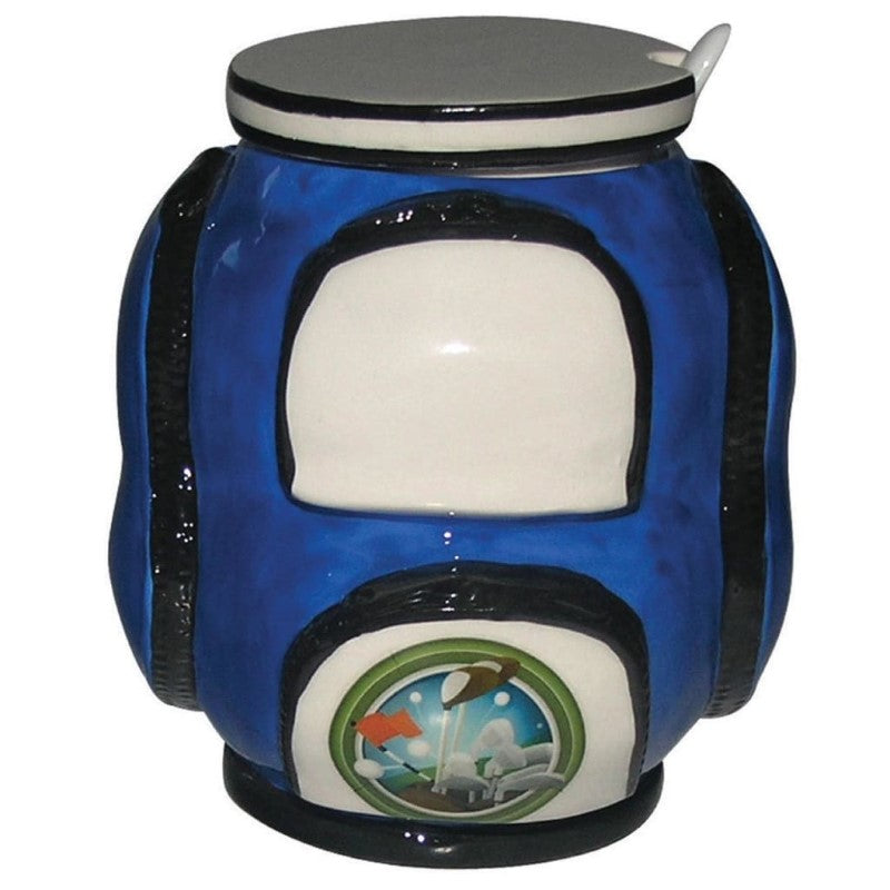 DAKOTA GOLF SUGAR BOWL W LID N SPOON BLUE