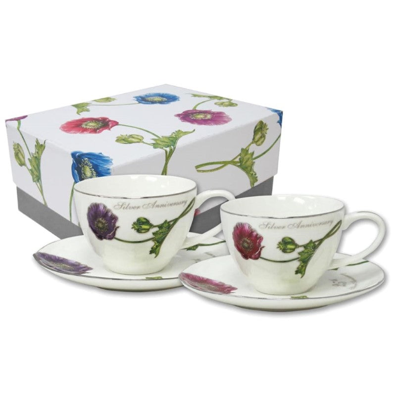 DAKOTA JADE CUP/SAUCER 25TH ANNIV(RED/BLU)