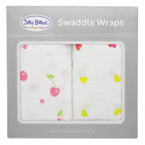 SILLY BILLYZ MUSLIN SWADDLE WRAP 2PK CHERRY DELIGHT