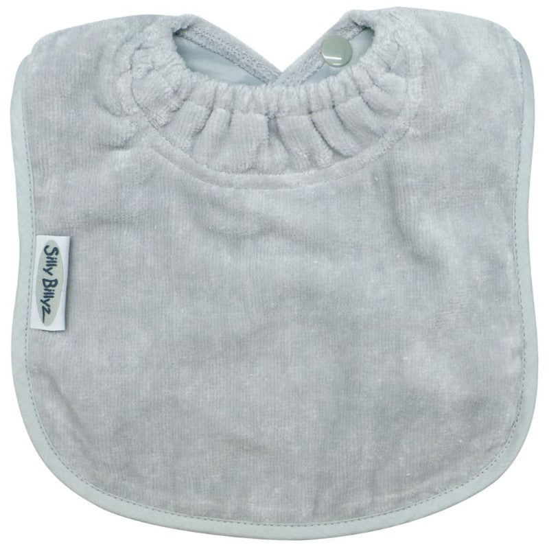 SILLY BILLYZ TOWEL PLAIN LARGE BIB SILVER