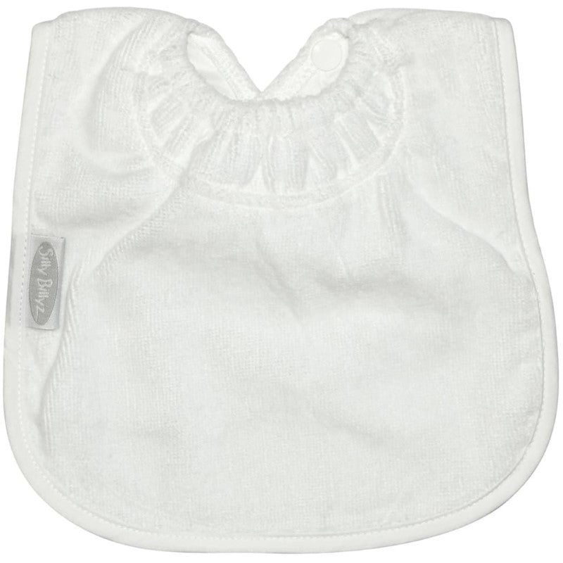 SILLY BILLYZ TOWEL PLAIN LARGE BIB WHITE