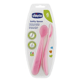 CHICCO SPOON: SOFT SILICONE 6M+ 2PK - PINK