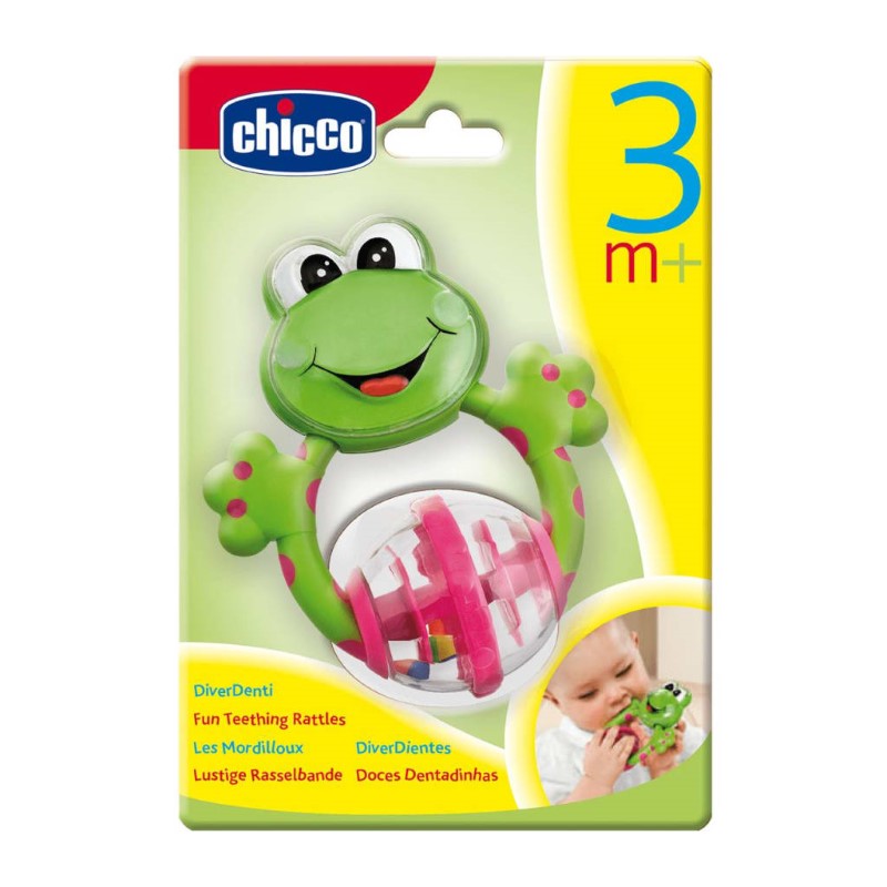 CHICCO FROG FUN PLASTIC TEETHING RATTLE