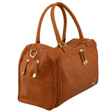ISOKI DOUBLE ZIP SATCHEL AMBER TAN