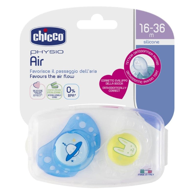 CHICCO SOOTHER: PHYSIO AIR 16-36M 2PK - BOY