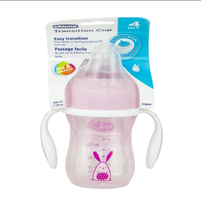 CHICCO TRANSITION CUP W/HNDL 4M+ GIRL 1PK 200ML