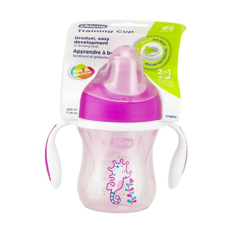 CHICCO TRAINING CUP W/HNDL 6M+ GIRL 1PK 200ML