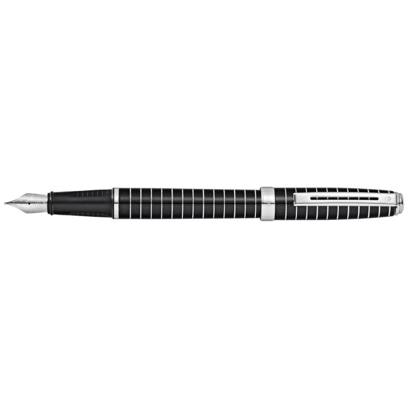 SHEAFFER PRELUDE BLACK LACQUER ENGRAVED LINES FINE FOUNTAIN PEN