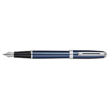 SHEAFFER PRELUDE COBALT BLUE PVD ENGRAVED LINES MEDIUM FOUNT PEN