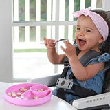 CHICCO SILICONE HEART SHAPED PLATE PINK 9M+
