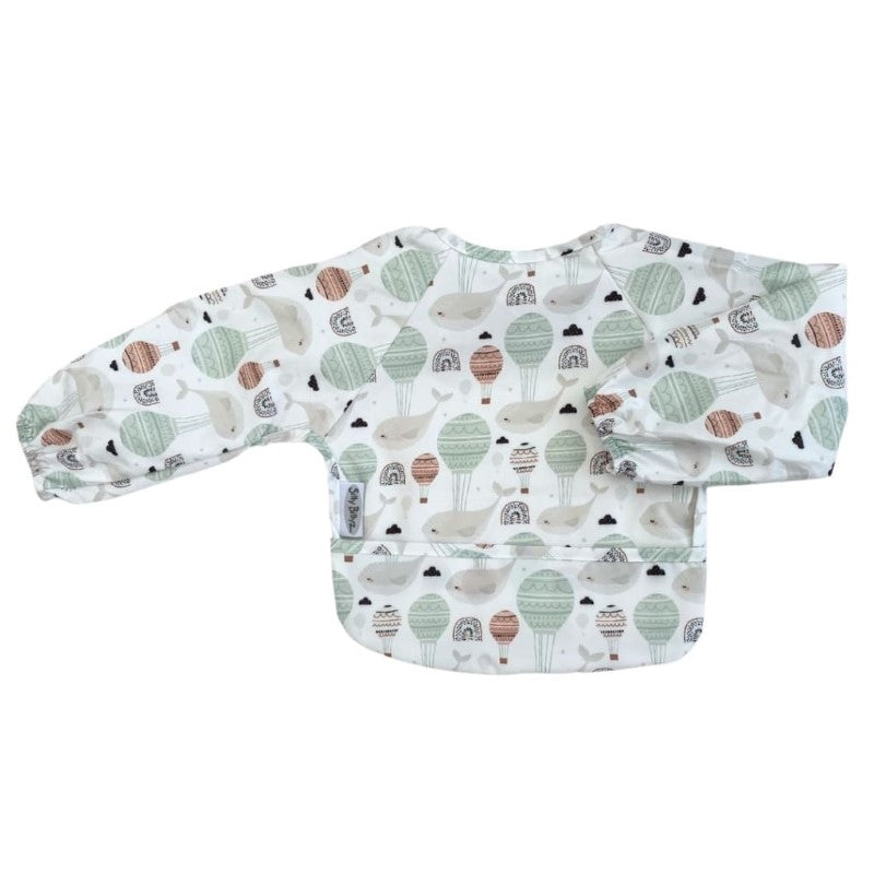 NYLON SMALL LONG SLEEVE BIB FLOATING WHALES