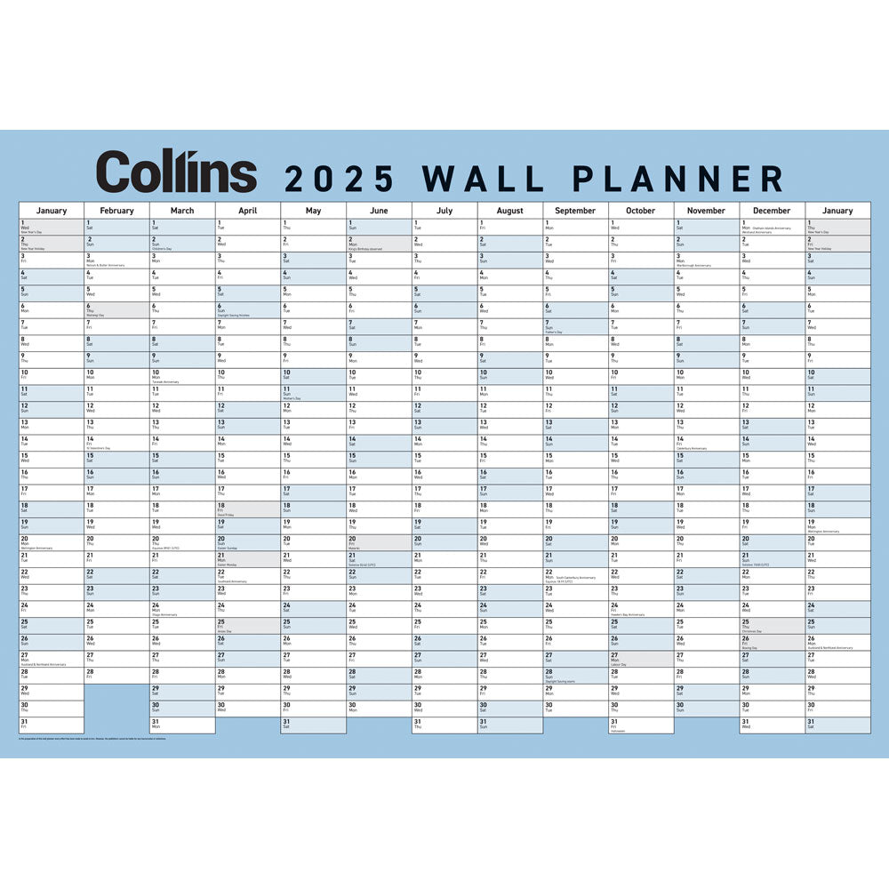 Collins Wallplanner Large 700 X990mm Unlaminated Odd Year