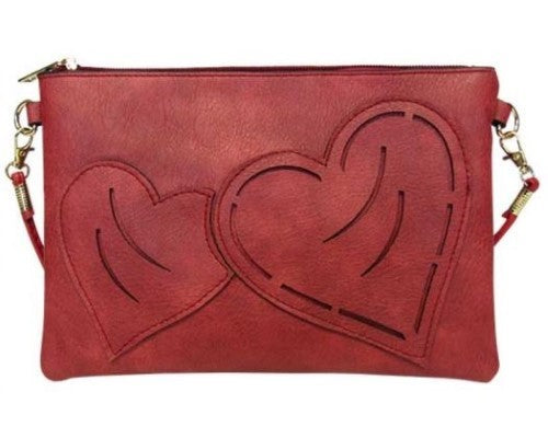 Shoulder Bag Two Hearts Red