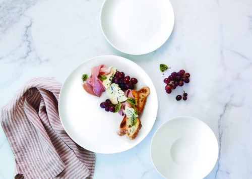 White Coupe Glass Dinner Plate 25cm - Wiltshire- Set of  6