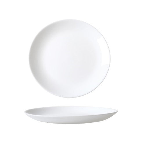 White Coupe Glass Dinner Plate 19cm - Wiltshire- Set of  6