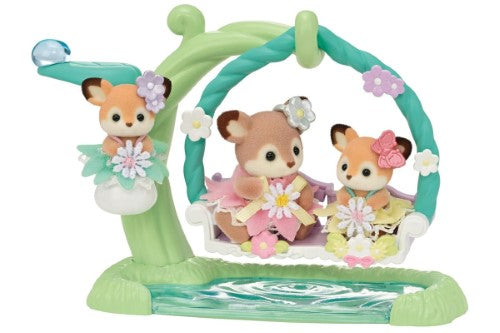Sylvanian Families Play Set - Deer Babies Floral Swing Set